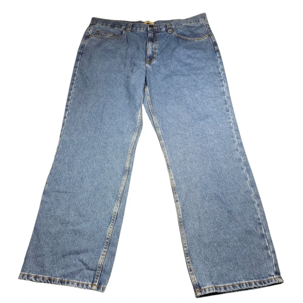 Blue Mountain Mens Straight Leg Jeans Medium Wash Blue Denim 100% Cotton 40x32